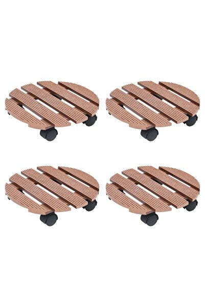 Concept Καρότσια φυτών, 4 τεμ., καφέ, Ø30x7,5 cm, WPC