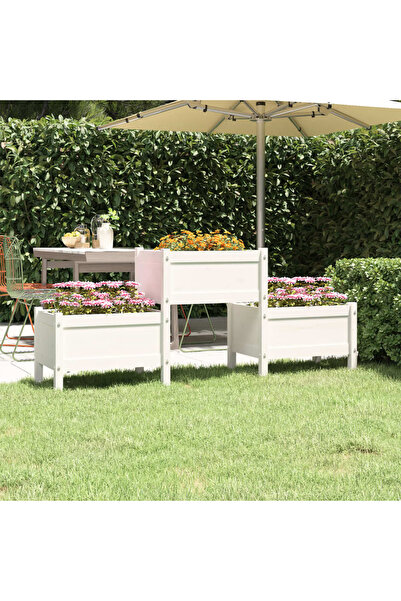 Concept Γλάστρα, λευκή, 178,5x44x75 cm, από μασίφ ξύλο πεύκου