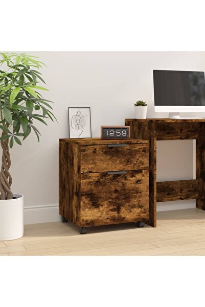 Concept Κινητό ντουλάπι αρχειοθέτησης με ρόδες, καπνιστή δρυς, επεξεργασμένο ...