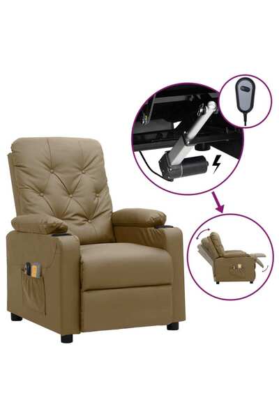 Concept Fotoliu de masaj rabatabil electric, cappuccino piele ecologică