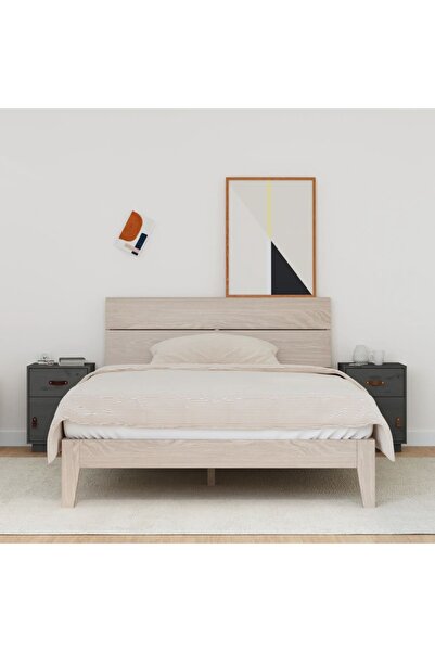 Concept Κομοδίνα, 2 τεμ., γκρι, 40x34x55 cm, μασίφ ξύλο πεύκου