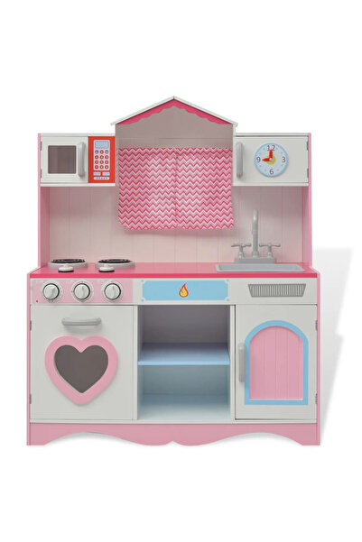 Concept Ξύλινη κουζίνα με παιχνίδια 82 x 30 x 100 εκ., ροζ και λευκό