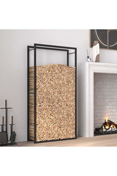 Concept Suport pentru lemne de foc, negru mat, 80x28x154 cm, oțel