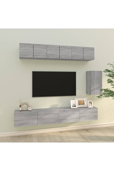 Concept Set comodă TV, 6 piese, gri sonoma, lemn prelucrat