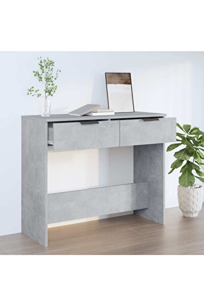 Concept Τραπέζι κονσόλας, γκρι σκυροδέματος, 90x36x75 cm, επεξεργασμένο ξύλο