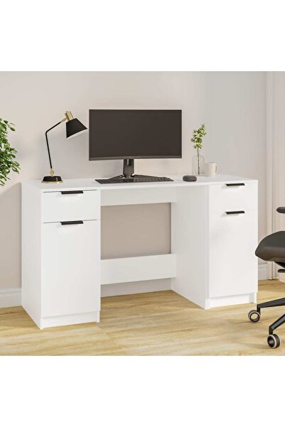 Concept Γραφείο με βοηθητικό ντουλάπι, λευκό, επεξεργασμένο ξύλο