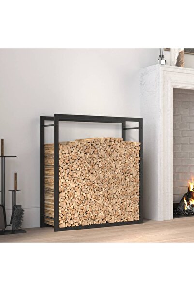 Concept Ράφι για καυσόξυλα, ματ μαύρο, 80x28x86 cm, ατσάλι