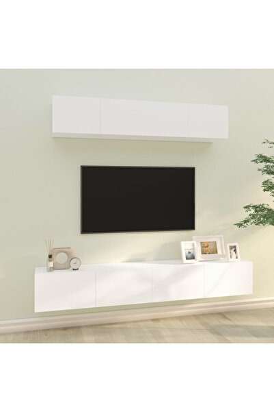 Concept Σετ ντουλαπιών τηλεόρασης, 4 τεμάχια, λευκό, επεξεργασμένο ξύλο