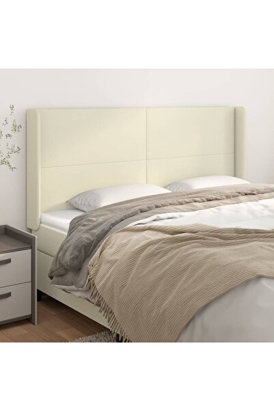 Concept Κεφαλάρι κρεβατιού με φτερά, κρεμ, 163x16x118/128 cm, Δερμάτινο