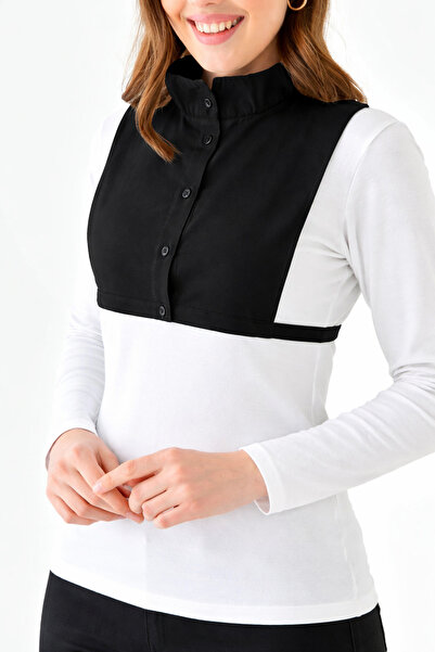 BUTİK AYVİTRİN Women's Ruffle Mock Neck Cropped Undershirt