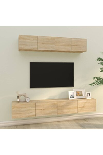 Concept Set comodă TV, 4 piese, stejar sonoma, lemn prelucrat