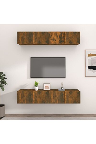 Concept Comode TV, 4 buc., stejar fumuriu, 80x30x30 cm, lemn compozit