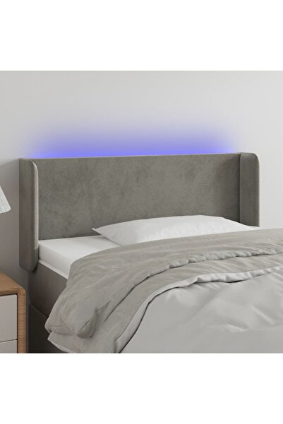Concept Tăblie de pat cu LED, gri deschis, 103x16x78/88 cm, catifea