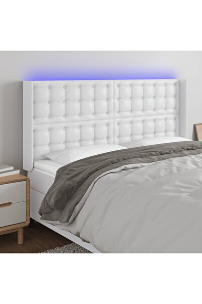 Concept Κεφαλάρι LED, λευκό, 147x16x118/128 cm, οικολογικό Δερμάτινο