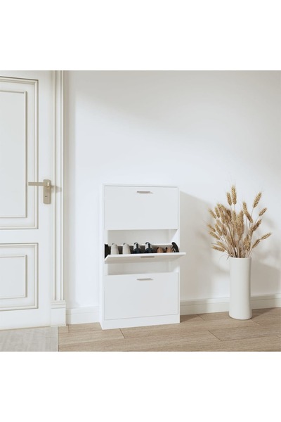 Concept Pantofar, alb, 59x17x108 cm, lemn prelucrat