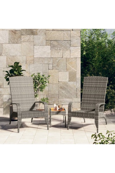 Concept Scaun Adirondack de grădină, gri, poliratan