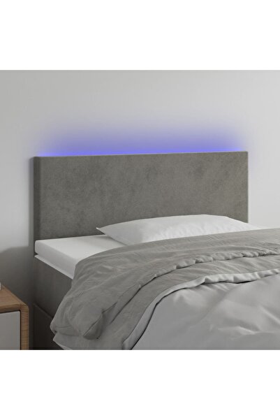 Concept Tăblie de pat cu LED, gri deschis, 90x5x78/88 cm, catifea
