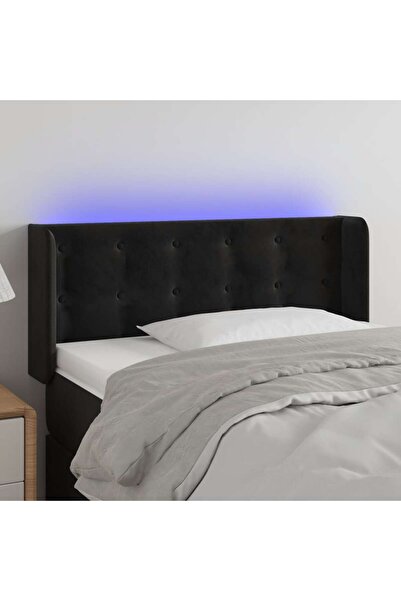 Concept Tăblie de pat cu LED, negru, 83x16x78/88 cm, catifea