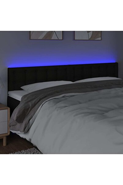 Concept Tăblie de pat cu LED, negru, 200x5x78/88 cm, textil