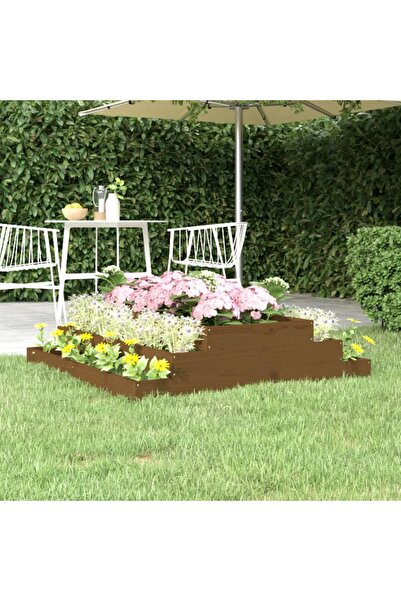 Concept Γλάστρα, μελί καφέ, 110x110x27 cm, μασίφ ξύλο πεύκου