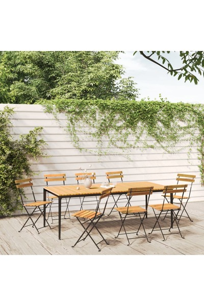 Concept Πτυσσόμενες καρέκλες κήπου, 8 τεμ., από ατσάλι και μασίφ ξύλο ακακίας