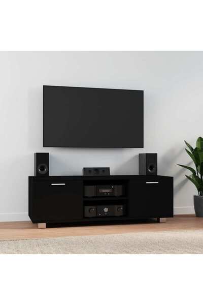 Concept Comodă TV, negru, 120x40,5x35 cm, lemn prelucrat