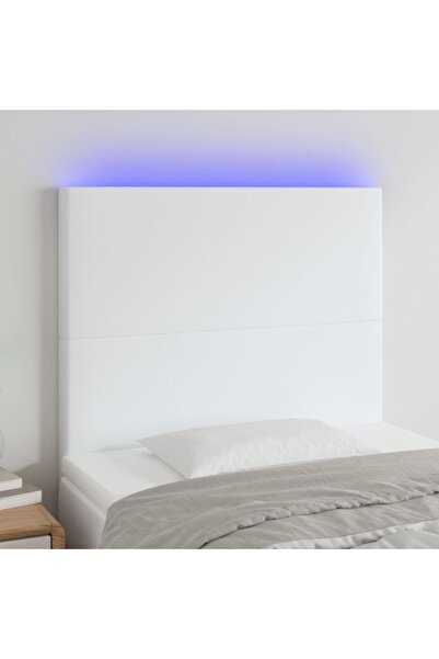 Concept Tăblie de pat cu LED, alb, 80x5x118/128 cm, piele ecologică