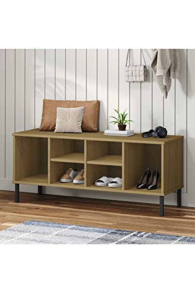 Concept Pantofar cu picioare metalice „OSLO” maro 106x35x45 cm lemn