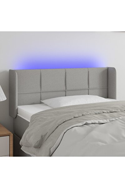 Concept Tăblie de pat cu LED, gri deschis, 93x16x78/88 cm, textil