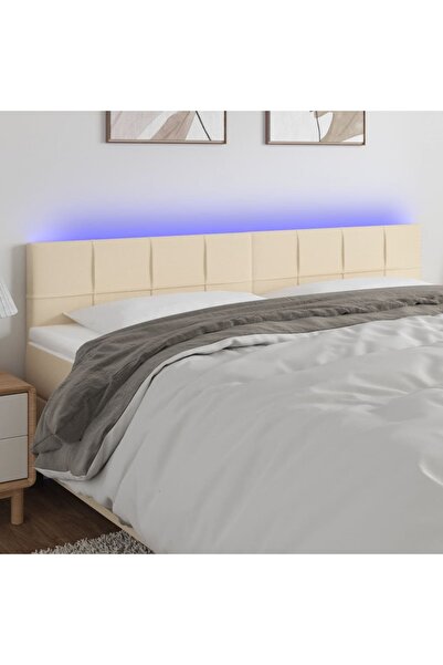 Concept Tăblie de pat cu LED, crem, 160x5x78/88 cm, textil