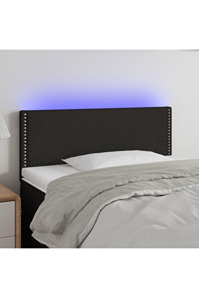 Concept Tăblie de pat cu LED, negru, 90x5x78/88 cm, textil