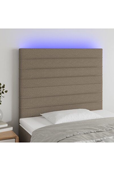 Concept Tăblie de pat cu LED, gri taupe, 100x5x118/128 cm, textil