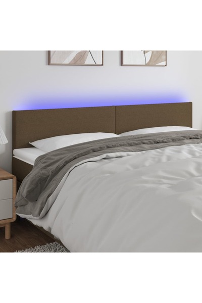 Concept Tăblie de pat cu LED, maro închis, 180x5x78/88 cm, textil