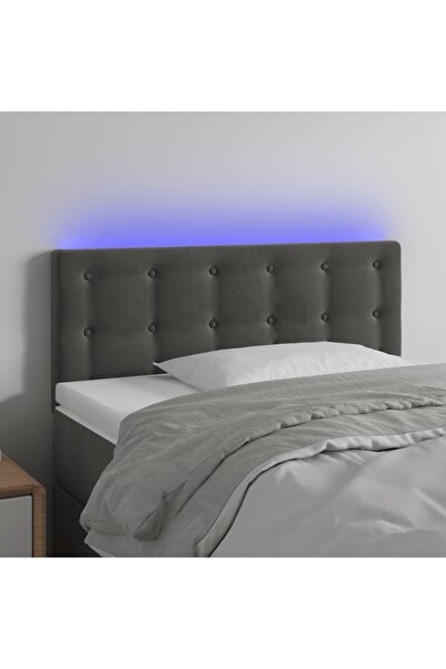 Concept Tăblie de pat cu LED, gri închis, 100x5x78/88 cm, catifea