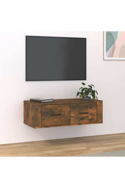 Concept Dulap TV suspendat, stejar fumuriu, 80x36x25 cm, lemn compozit