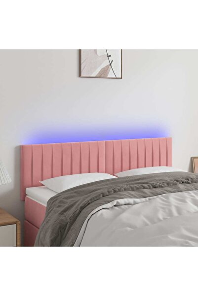 Concept Tăblie de pat cu LED, roz, 144x5x78/88 cm, catifea