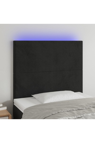 Concept Tăblie de pat cu LED, negru, 100x5x118/128 cm, catifea
