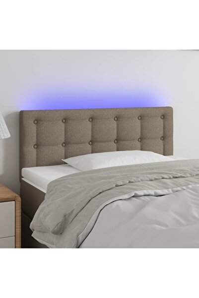 Concept Tăblie de pat cu LED, gri taupe, 100x5x78/88 cm, textil