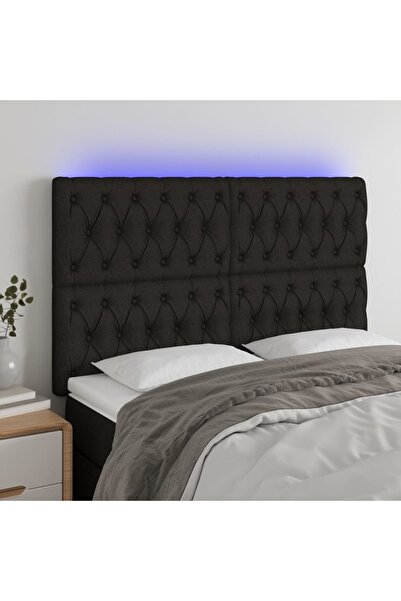 Concept Tăblie de pat cu LED, negru, 160x7x118/128 cm, textil