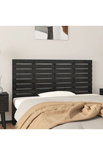 Concept Tăblie de pat pentru perete, negru, 146x3x63 cm, lemn masiv pin