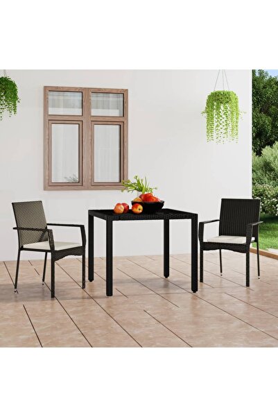 Concept Καρέκλες κήπου με μαξιλάρια, 2 τεμ., μαύρες, πολυρατάν