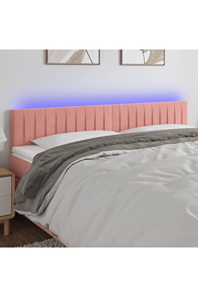 Concept Tăblie de pat cu LED, roz, 200x5x78/88 cm, catifea