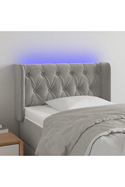 Concept Tăblie de pat cu LED, gri deschis, 83x16x78/88 cm, catifea