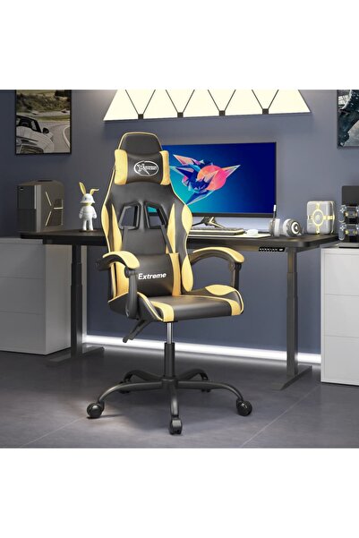 Concept Καρέκλα gaming, μαύρη και χρυσή, οικολογικό Δερμάτινο