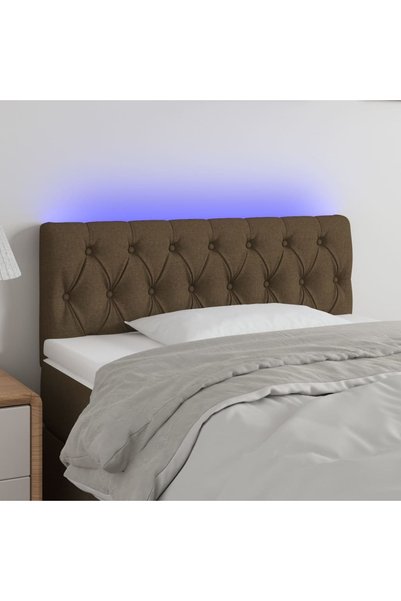 Concept LED headboard, dark brown, 90x7x78/88 cm, textile
