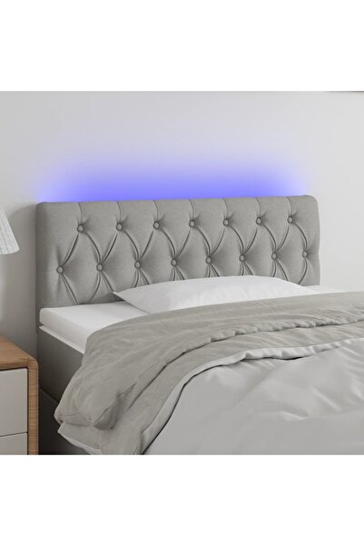 Concept Tăblie de pat cu LED, gri deschis, 100x7x78/88 cm, textil