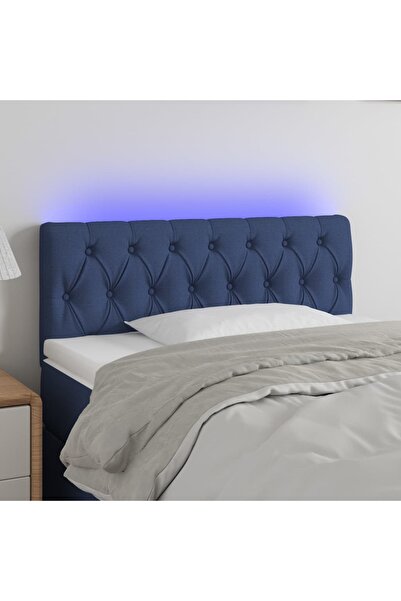 Concept Tăblie de pat cu LED, albastru, 90x7x78/88 cm, textil