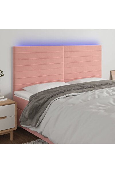 Concept Tăblie de pat cu LED, roz, 160x5x118/128 cm, catifea