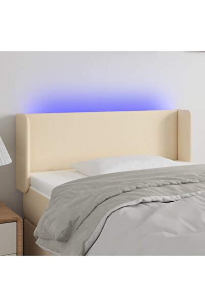 Concept Tăblie de pat cu LED, crem, 83x16x78/88 cm, textil