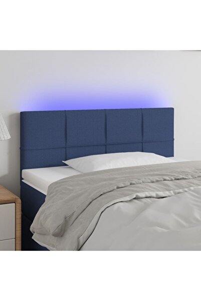 Concept Tăblie de pat cu LED, albastru, 90x5x78/88 cm, textil